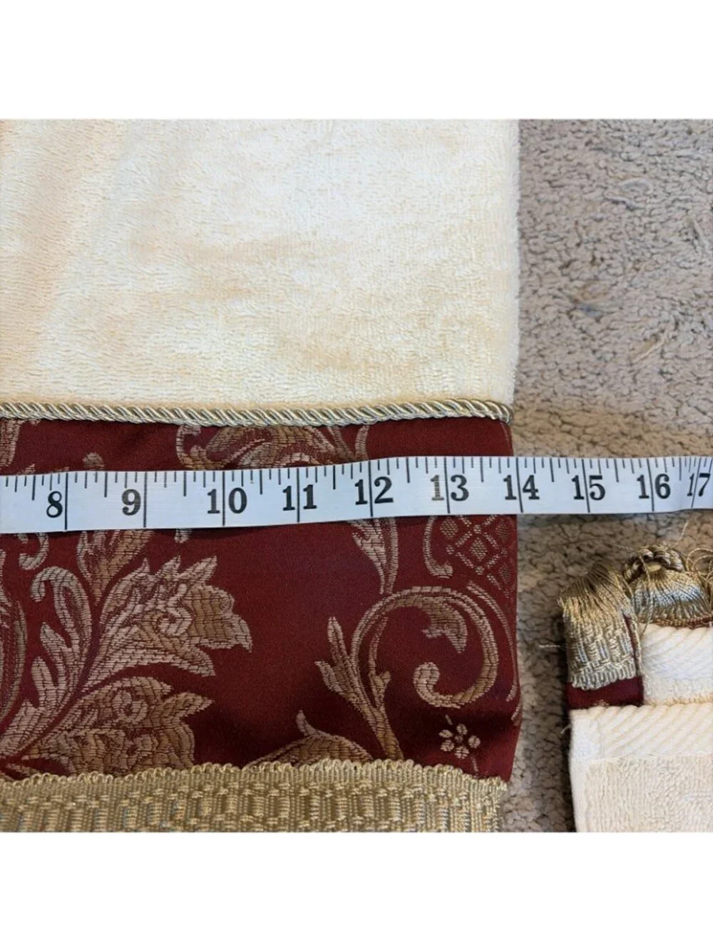 5 VTG Croscill Towels Cambridge Burgundy Fringe Tassels Bath, Hand, Fingertip